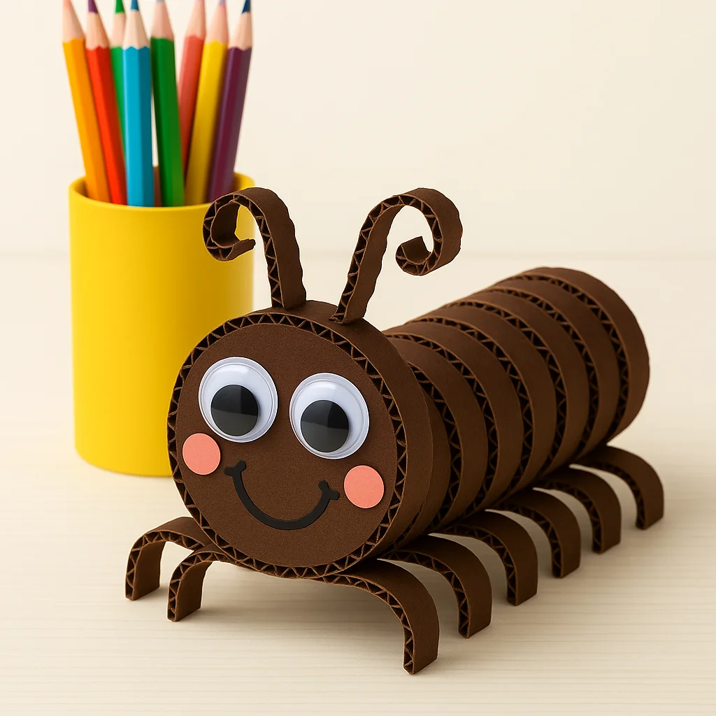 chenille avec carton ondule marron