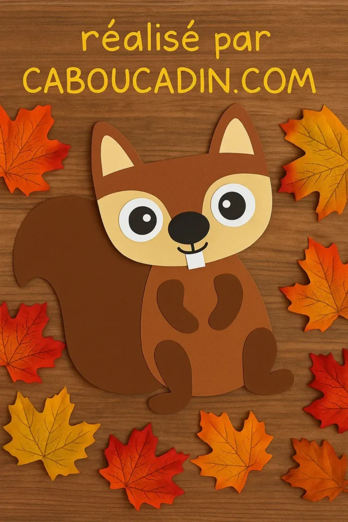 ecureuil avec decoupage collage papier marron 1