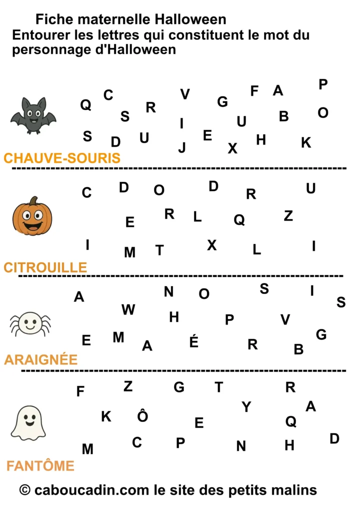 10 fiches maternelles Halloween français