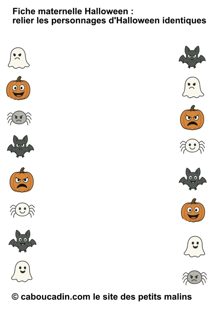 fiche maternelle observation relier personnages Halloween identique 1