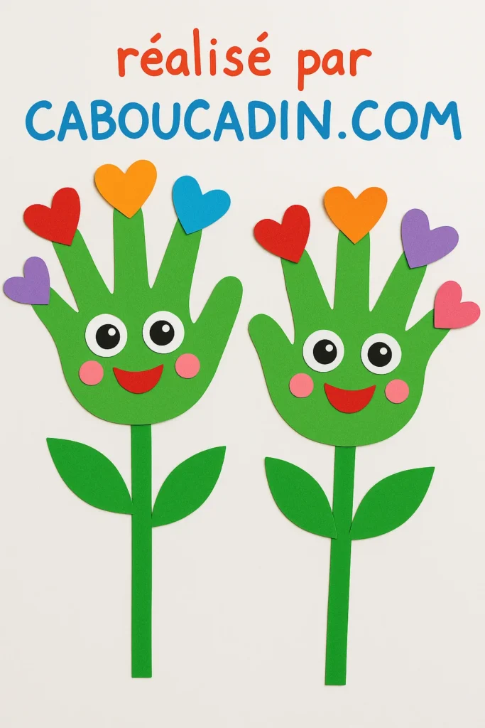 Bricolage maternelle : fabriquer une fleur rigolote avec l’empreinte de la main