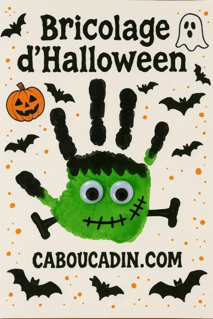 frankestein Halloween avec empreinte de main 4