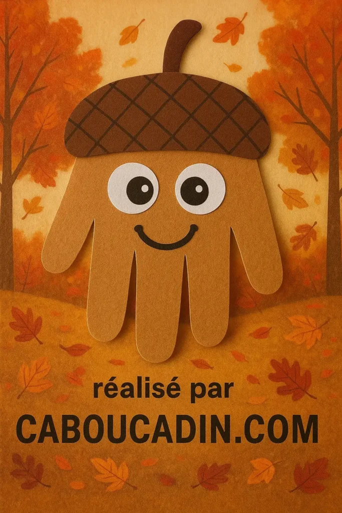 Bricolage automne maternelle : créer un gland rigolo avec une empreinte de main