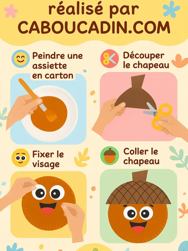 gland chene illustration tuto automne avec assiette en carton