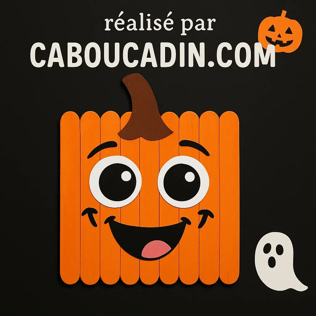halloween citrouille avec batonnet en bois 2