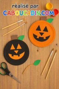 Bricolage maternelle : créer une citrouille d’Halloween avec une assiette en carton facile halloween-citrouille-orange-noire-assiette-carton-1