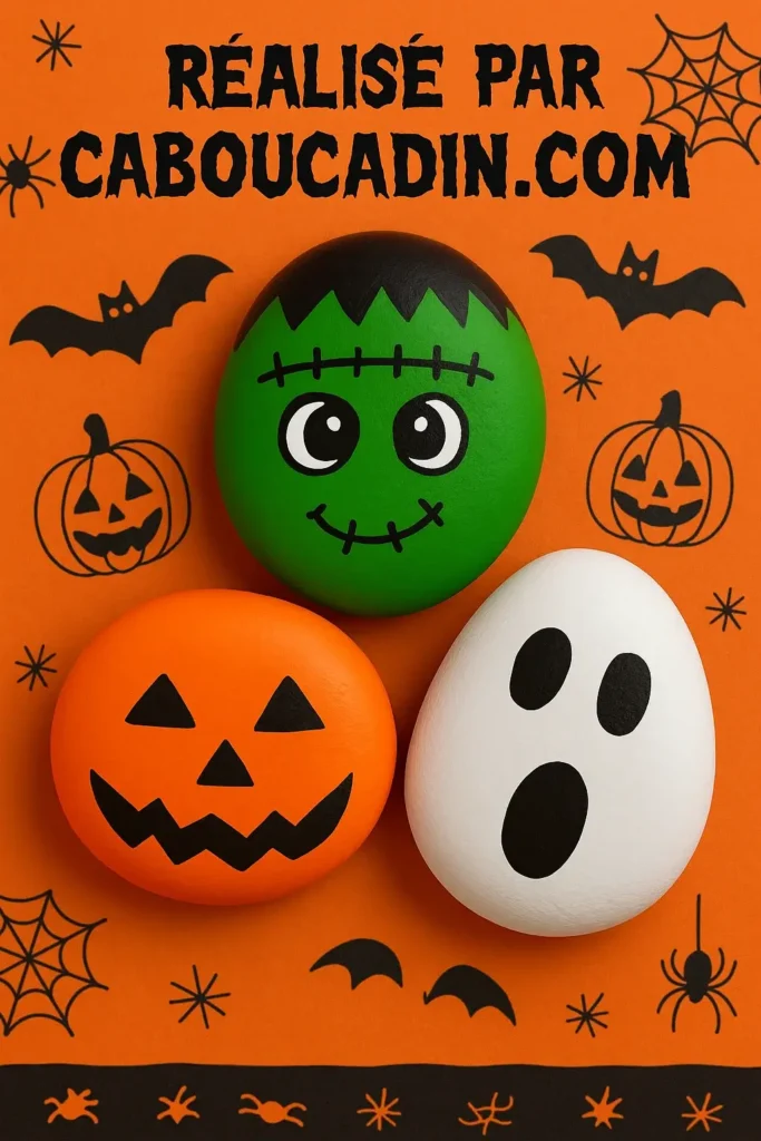 halloween galets peints en monstres 1