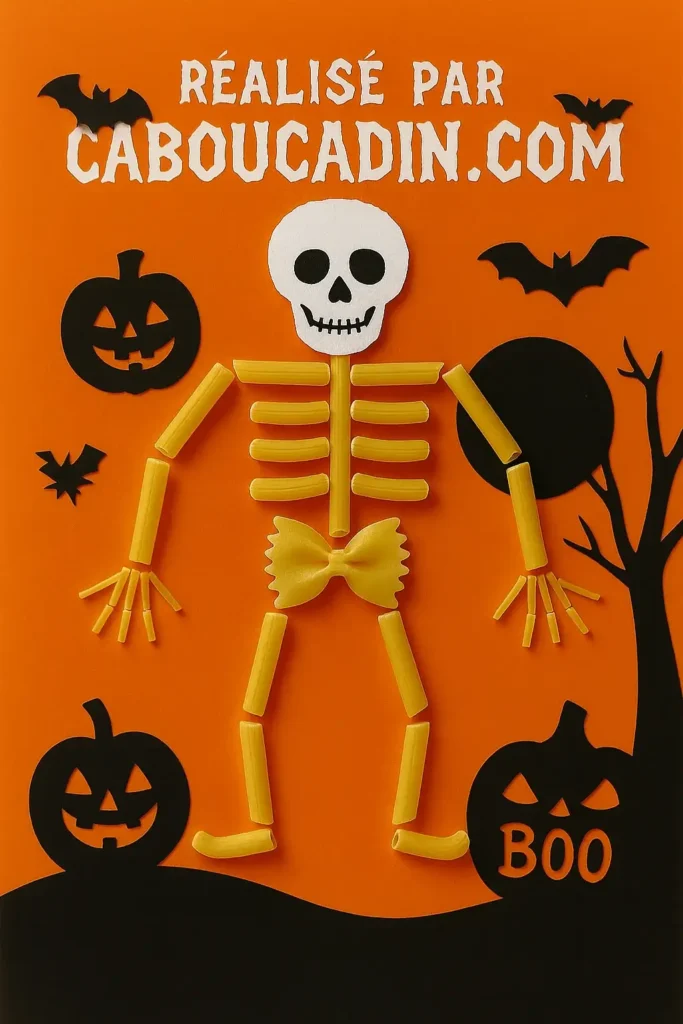 halloween squelette avec pate alimentaire