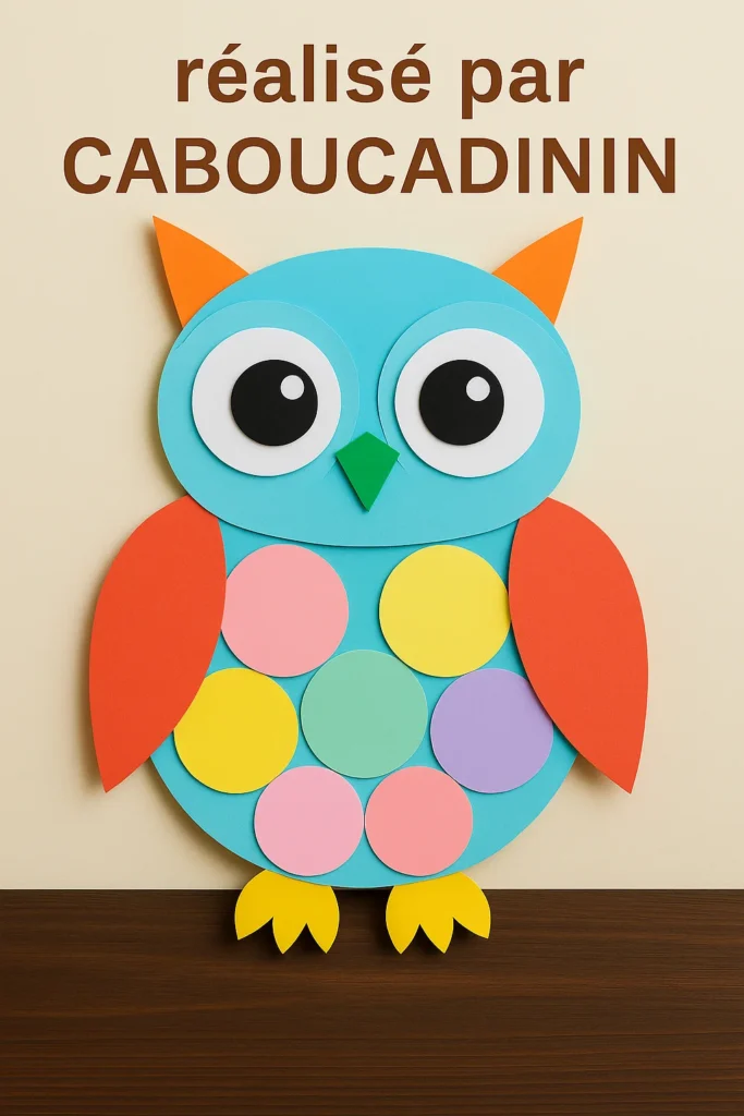 Bricolage maternelle : fabriquer un hibou coloré en papier avec les enfants hibou avec papier multicolore 3