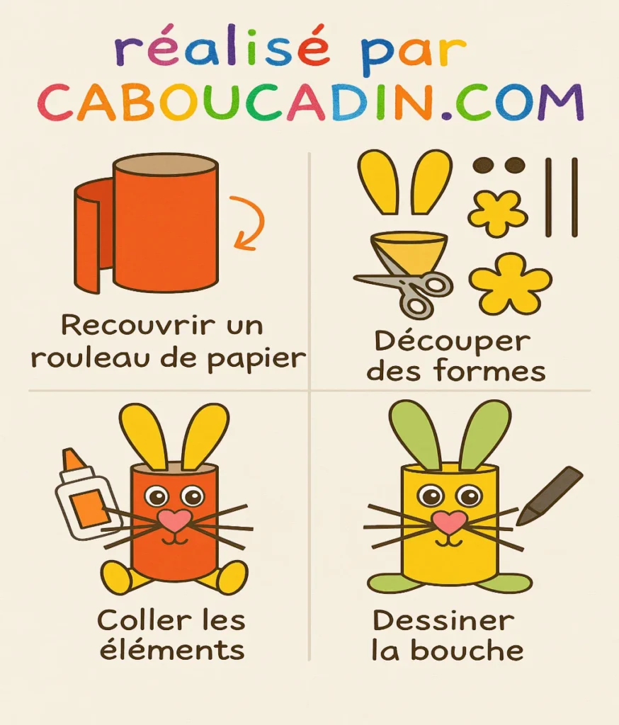 illusration tuto lapin rouleau en carton