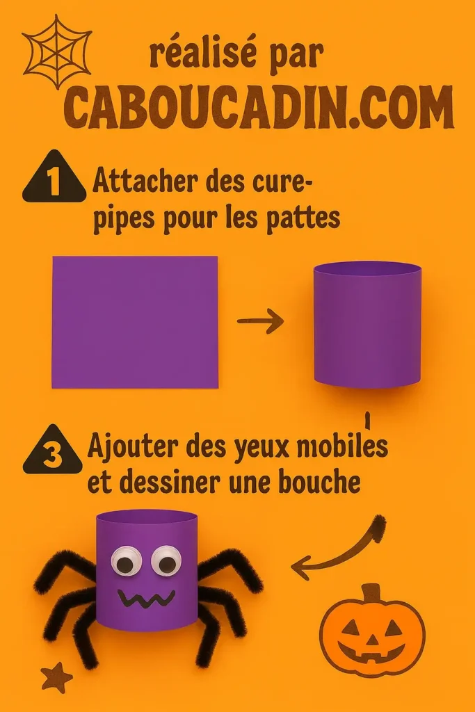 illustration tuto araignee halloween rouleau en carton