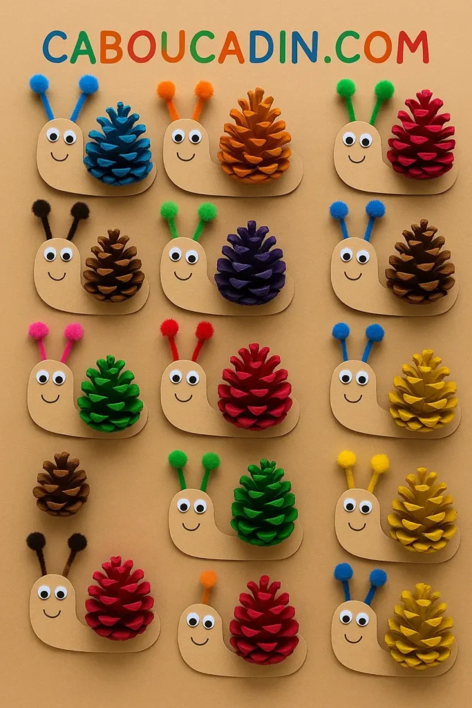 illustration tuto escargot avec pomme de pin 1