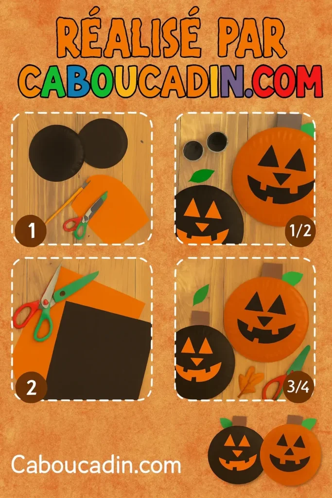 illustration tuto halloween citrouille orange noire assiette carton 1
