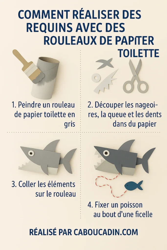 illustration tuto requin avec rouleau en carton