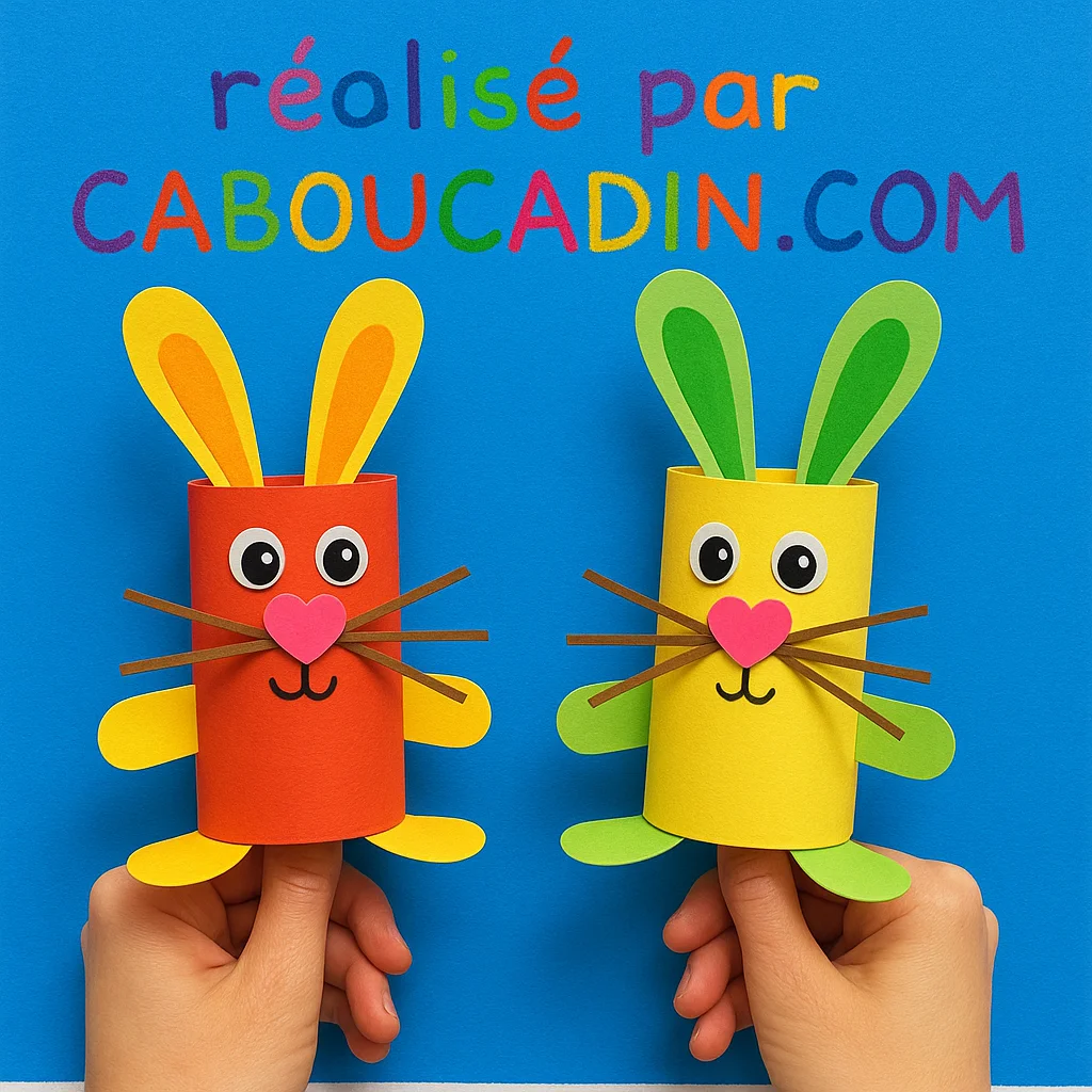 lapins colores avec rouleau en carton