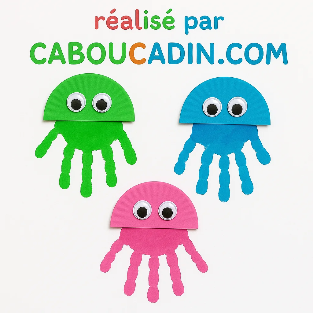 meduses avec assiette carton et empreinte de main 1