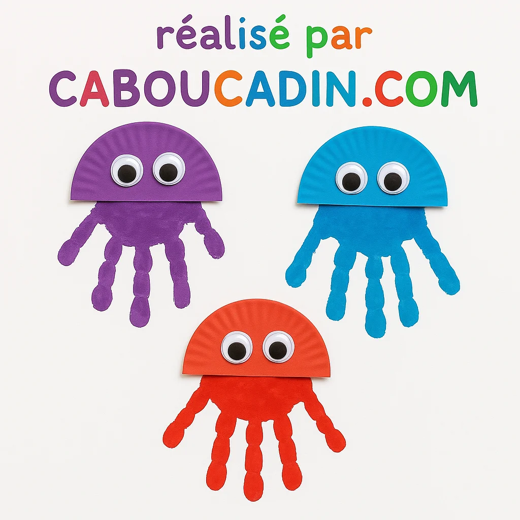 meduses avec assiette carton et empreinte de main 2