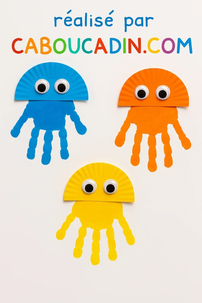 meduses avec assiette carton et empreinte de main 3