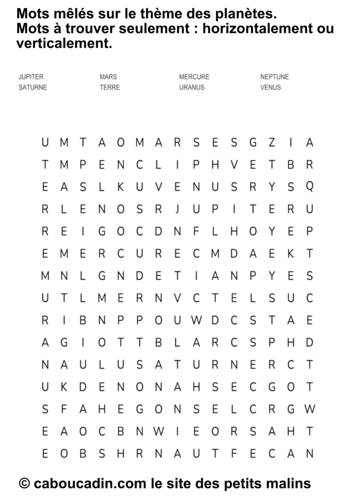 mots meles a imprimer theme des planetes 15