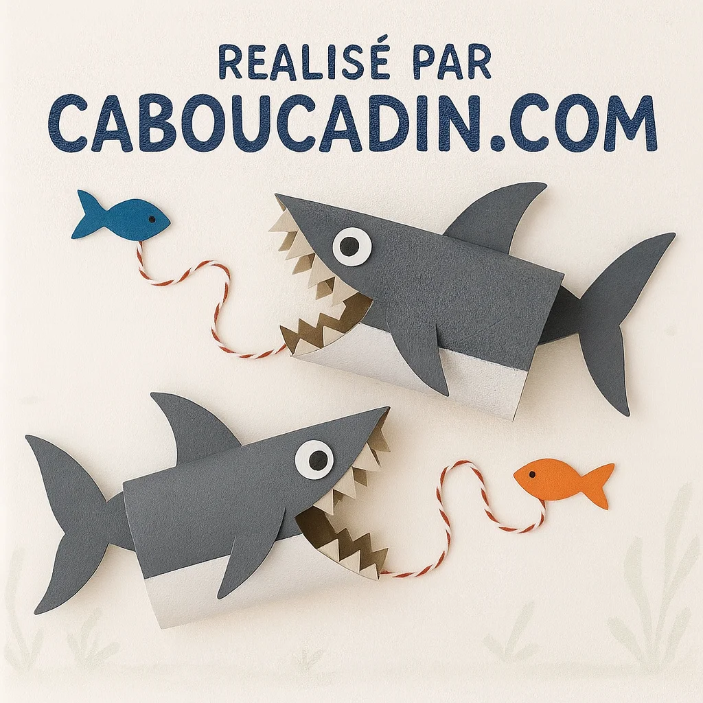 requin avec rouleau en carton