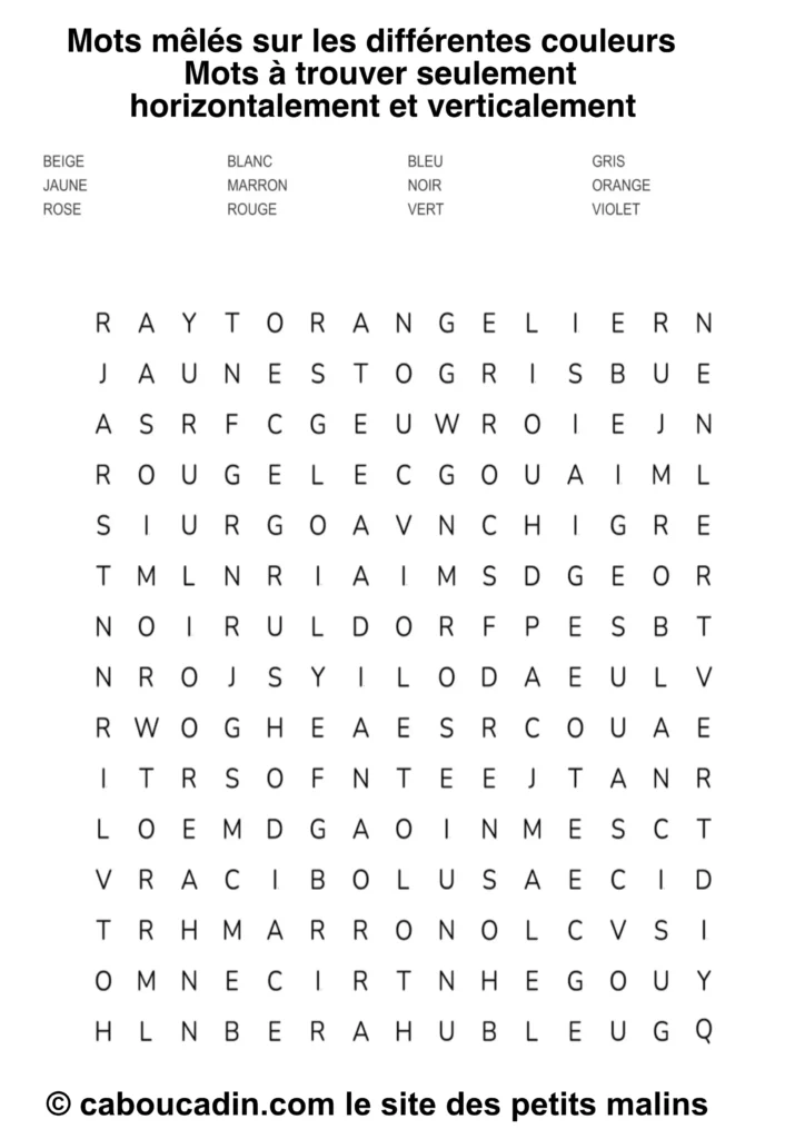 Mots meles sur les differentes couleurs 1