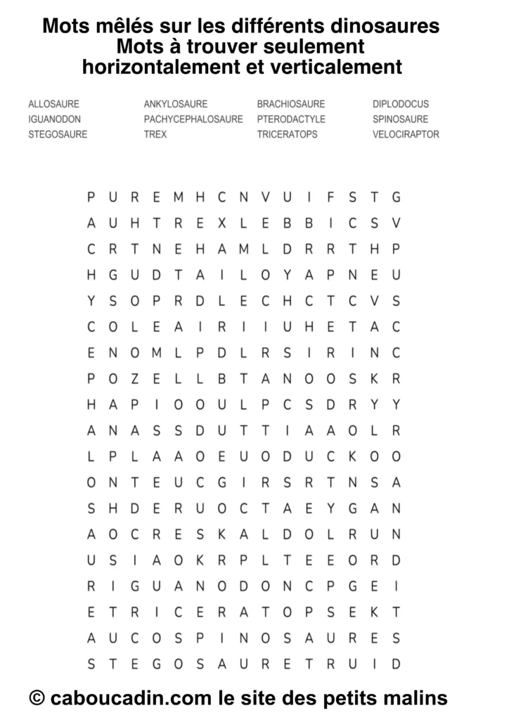 Mots meles sur les differents dinosaures 15