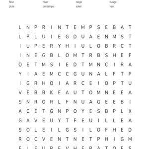 10 Mots mêlés maternelle sur les saisons et la nature