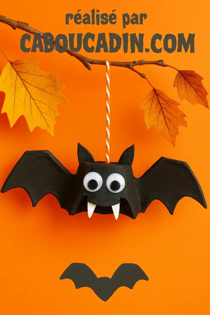 chauve souris halloween avec boite oeufs en carton 1