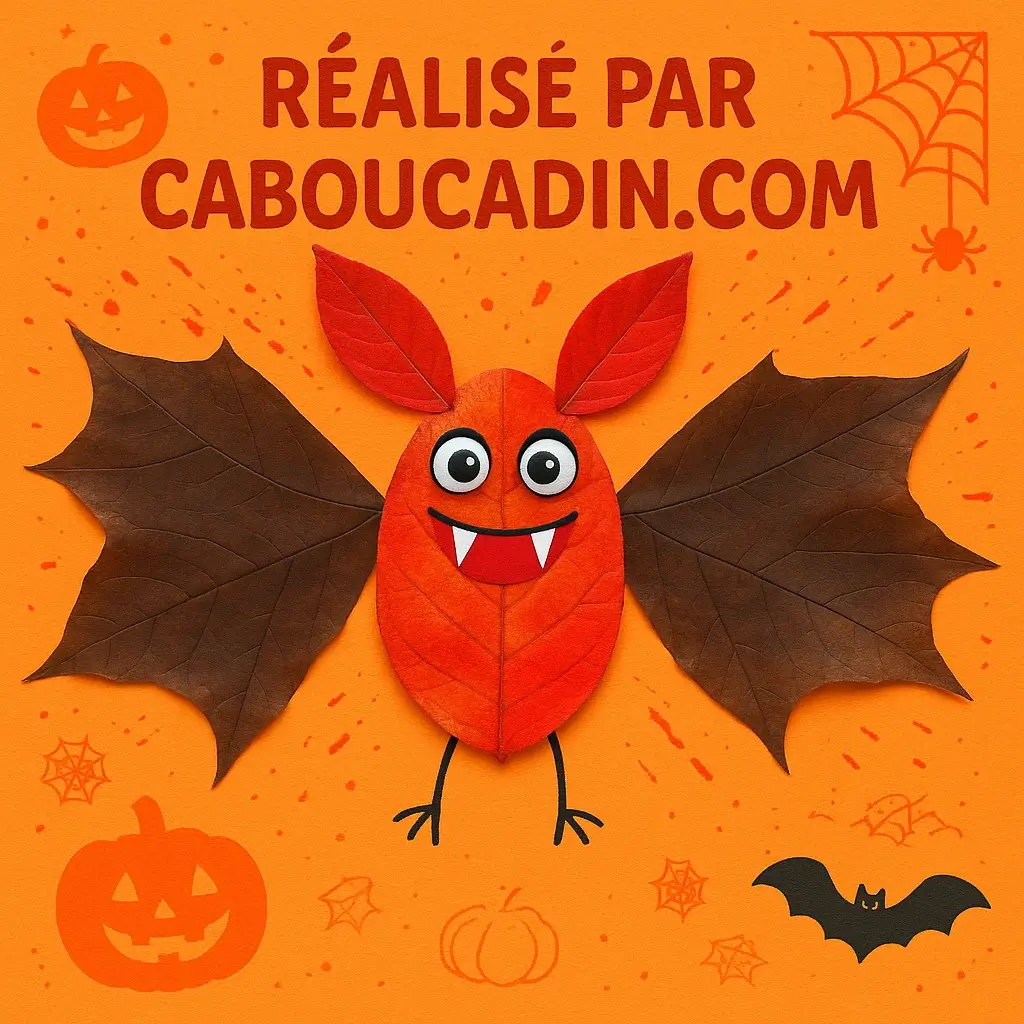 chauve souris halloween avec feuilles mortes 3