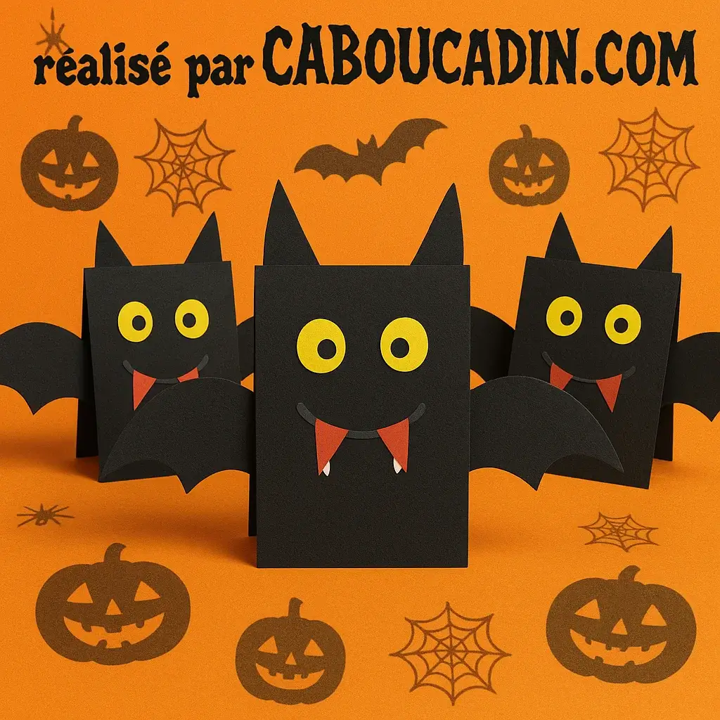 Bricolage Halloween maternelle : fabriquer une chauve-souris en papier facile et rigolote chauve souris halloween en carton noir 1
