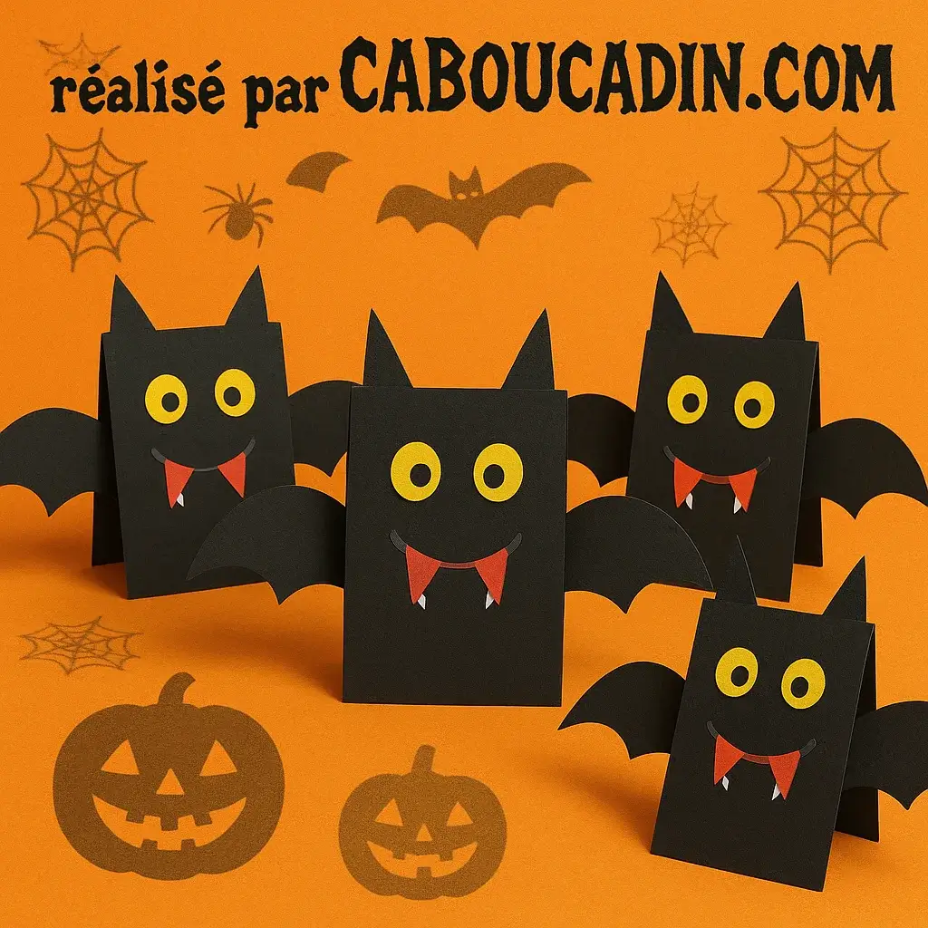 Bricolage Halloween maternelle : fabriquer une chauve-souris en papier facile et rigolote chauve souris halloween en carton noir 2