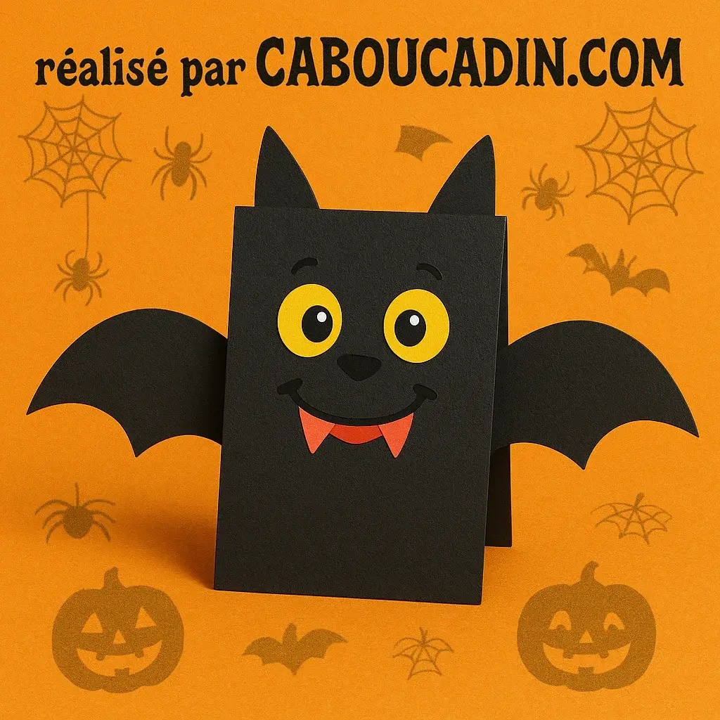 Bricolage Halloween maternelle : fabriquer une chauve-souris en papier facile et rigolote chauve souris halloween en carton noir 3