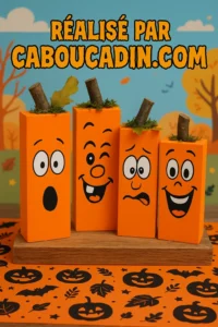 Bricolage Halloween maternelle : citrouilles en bois peintes avec les enfants citrouilles-halloween-avec-boites-en-bois-1