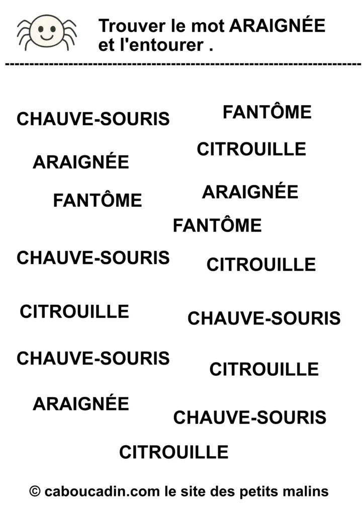 fiche maternelle Halloween apprendre a ecrire araignee 5 1