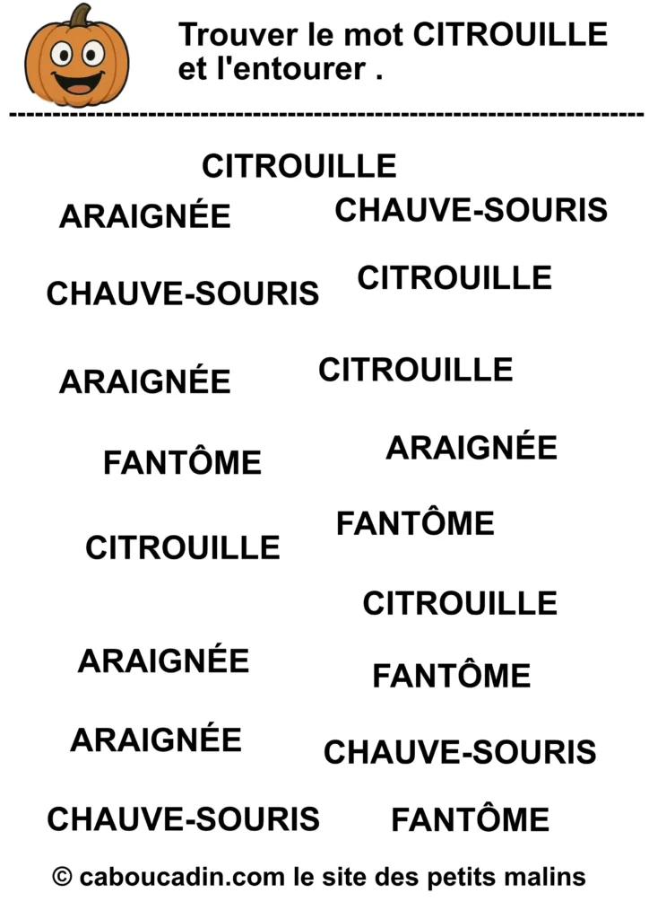fiche maternelle Halloween apprendre a ecrire citrouille 5