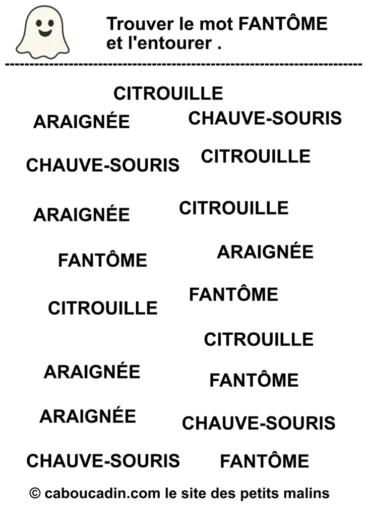 fiche maternelle Halloween apprendre a ecrire fantome 1