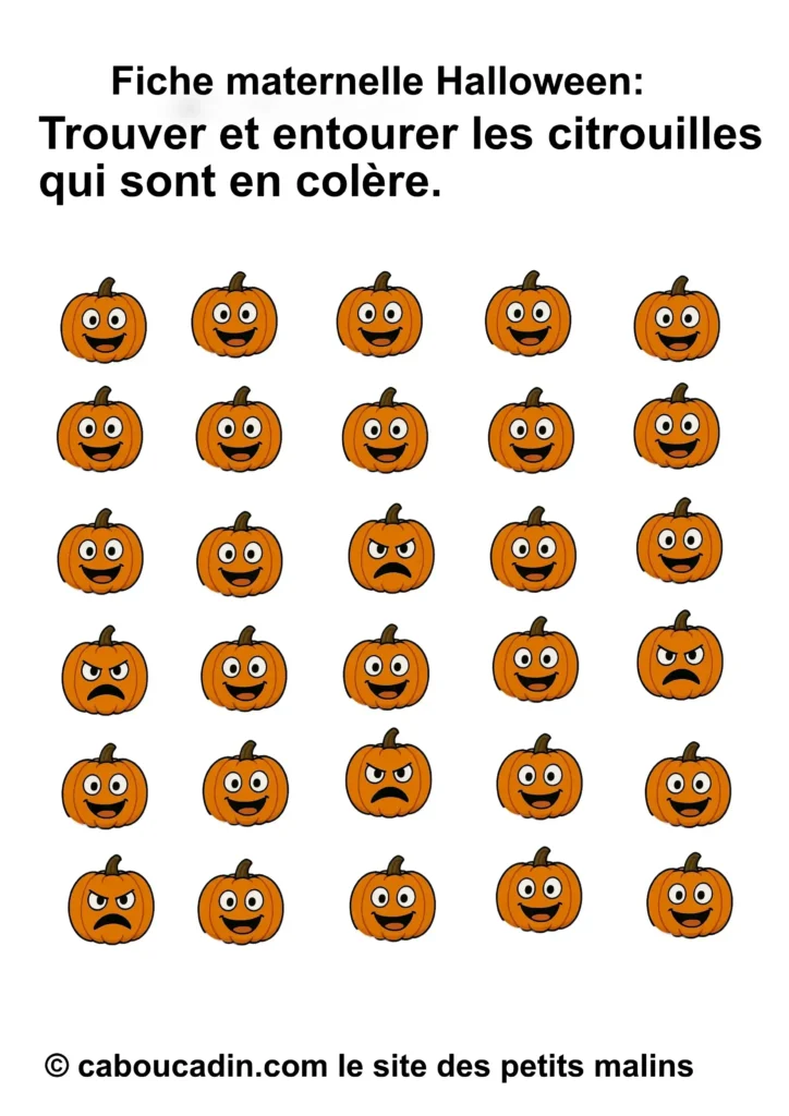 fiche maternelle Halloween trouver la citrouille encolere 15