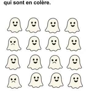 10 Fiches maternelles Halloween : activité à imprimer pour trouver les fantômes en colère