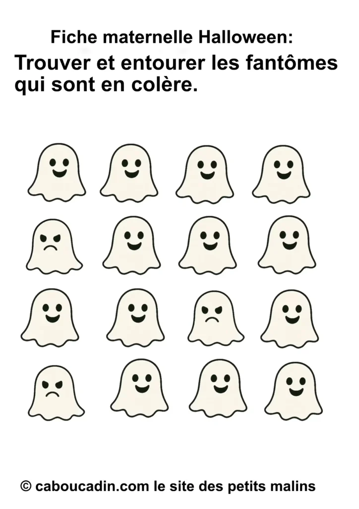 fiche maternelle Halloween trouver le fantome en colere 1