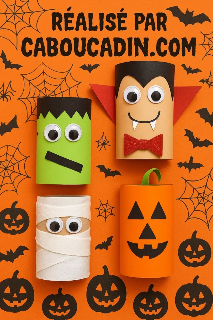 frankentein vampire momie citrouille avec rouleau en carton 2