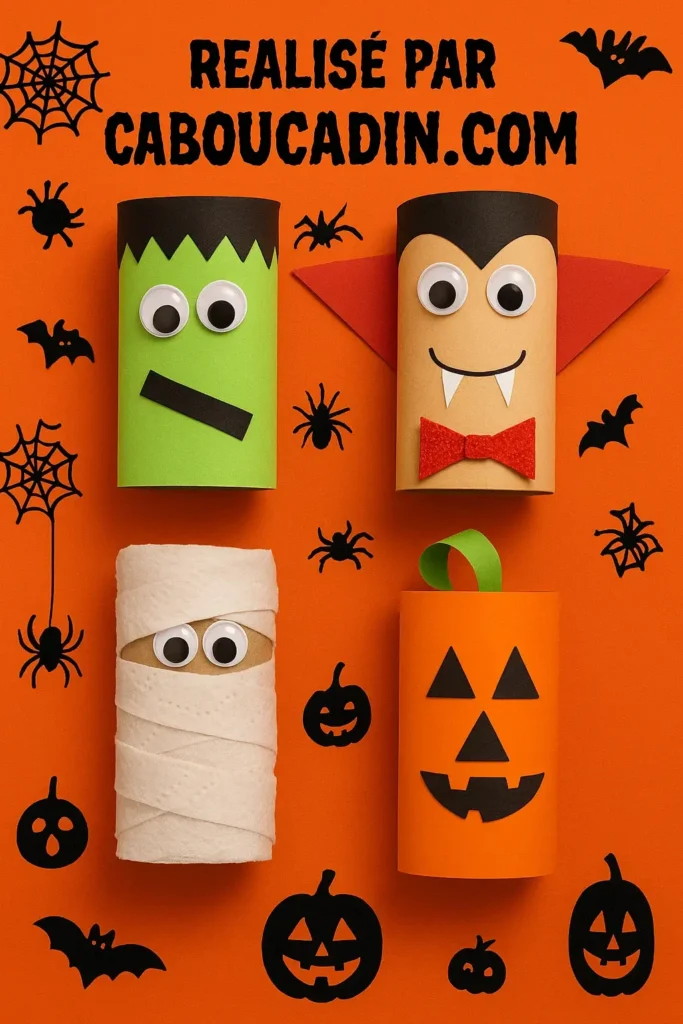 frankentein vampire momie citrouille avec rouleau en carton 3