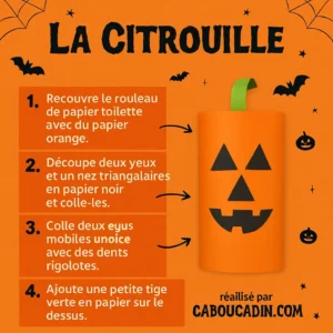 Bricolage Halloween maternelle : fabriquer une citrouille avec un rouleau de papier toilette illustration-tuto-citrouille-avec-rouleau-en-carton-1