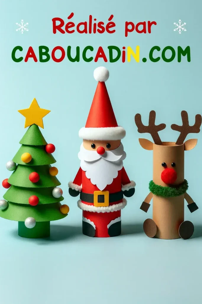 Personnages noel renne sapin rouleau en carton 1