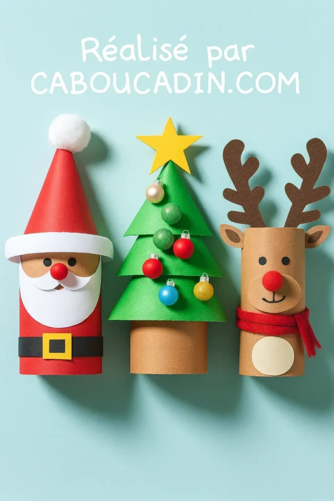 Personnages noel renne sapin rouleau en carton 2
