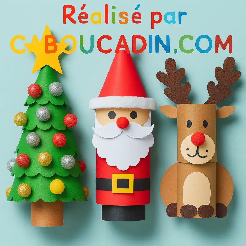 Personnages noel renne sapin rouleau en carton 3