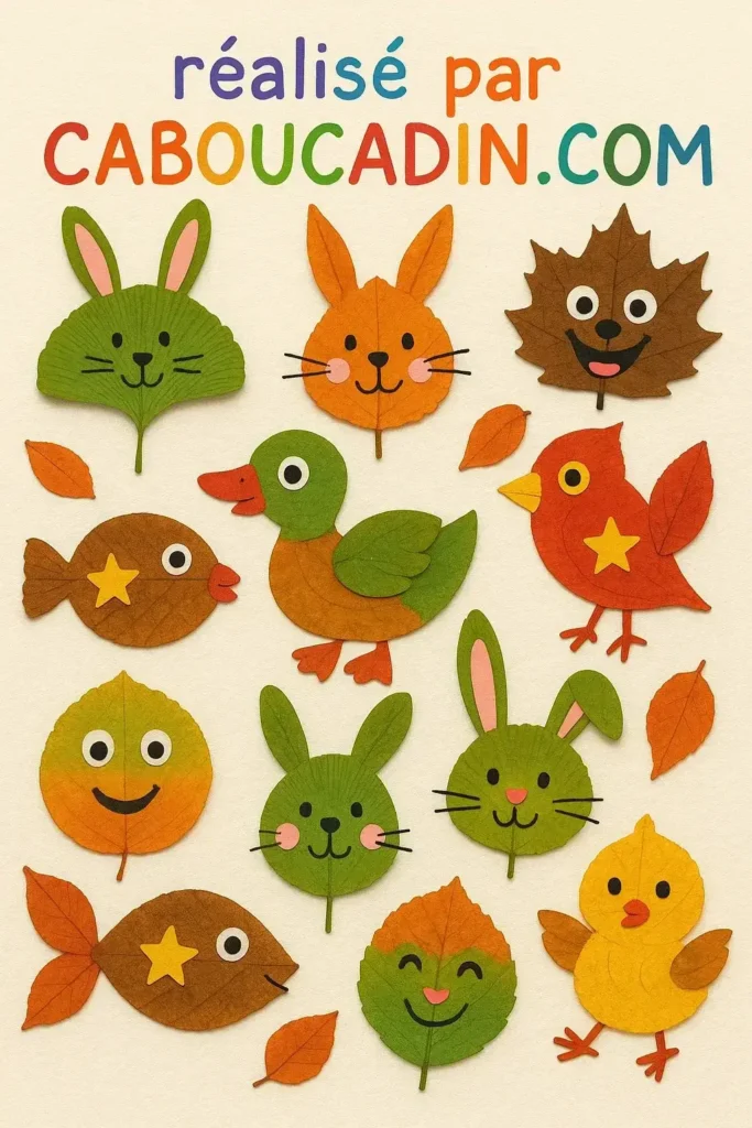Bricolage automne maternelle : crée de jolis animaux avec des feuilles d’arbres animaux avec feuilles mortes automne 3