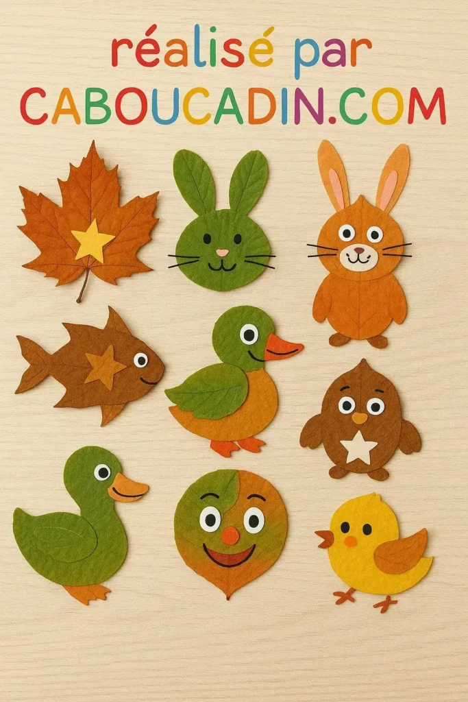 Bricolage automne maternelle : crée de jolis animaux avec des feuilles d’arbres animaux avec feuilles mortes automne 5
