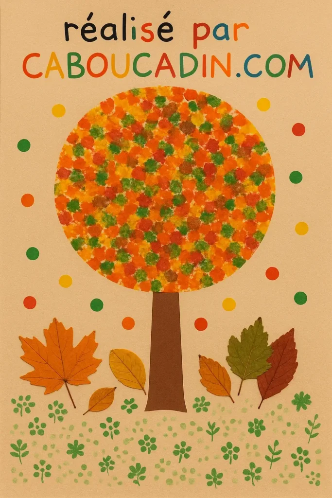 arbre automnavec empreintes eponges et peinture 1