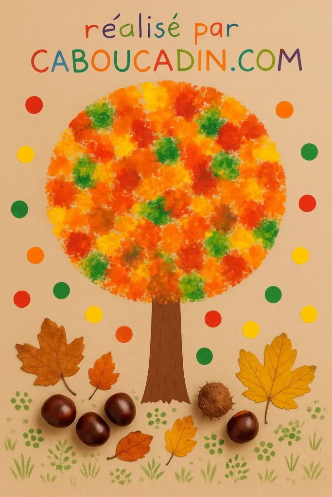 arbre automnavec empreintes eponges et peinture 5