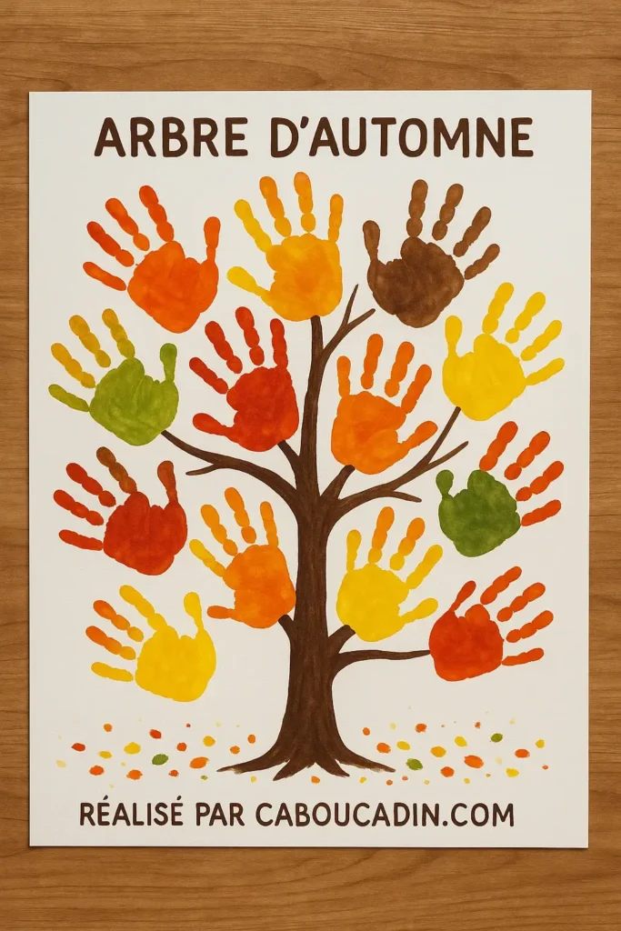 arbre automne avec empreintes de mains de couleur 2